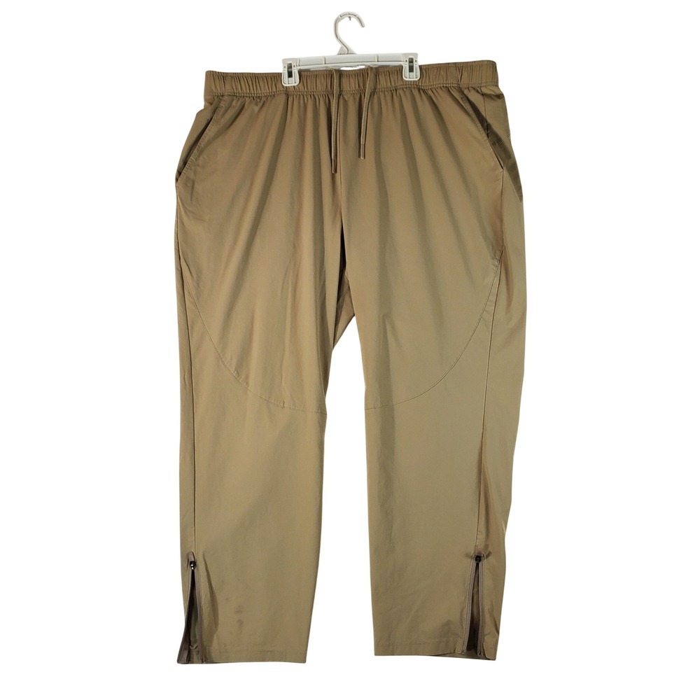 Tek Gear Mens XXL Tan Khaki Ripstop Performance Pants Ankle Zip‎ Drawstring XXL